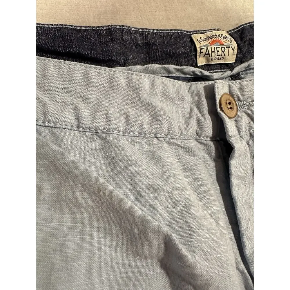 Faherty Linen‎ Shorts Mens Size 42 Blue Blend Sunwashed Chino 9